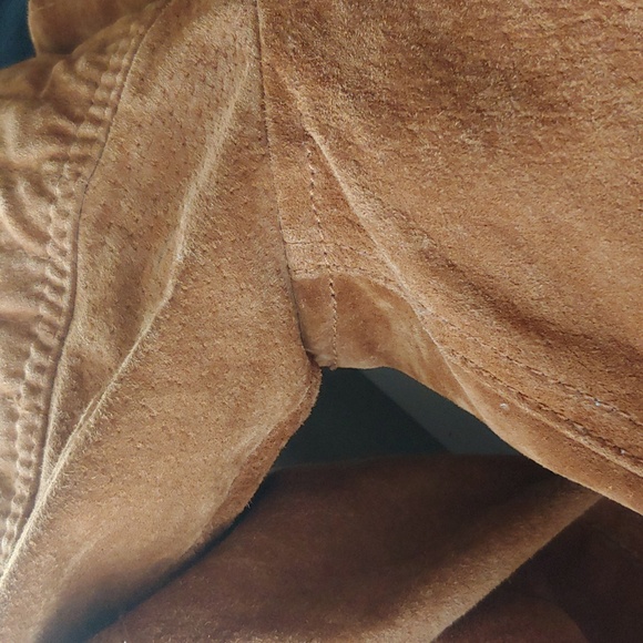 BlankNYC Genuine Suede Moto Jacket w/ Quilted Shoulder & Sleeve, Cognac, EUC - Picture 11 of 15